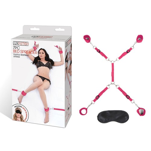 Lux Fetish 7-Piece Bed Spreader Restraint System Hot Pink