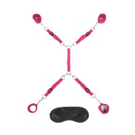 Lux Fetish 7-Piece Bed Spreader Restraint System Hot Pink