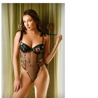 Body de Encaje Floral Fantasy Lingerie - Negro S/M