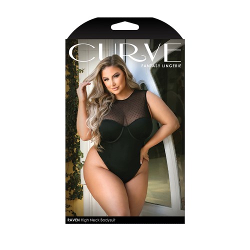 Fantasy Lingerie Curve Raven Body de Cuello Alto Negro XL/2XL Comprar Ahora