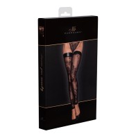 Noir Handmade Tulle Stockings with Flock Embroidery