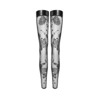 Noir Handmade Tulle Stockings with Flock Embroidery