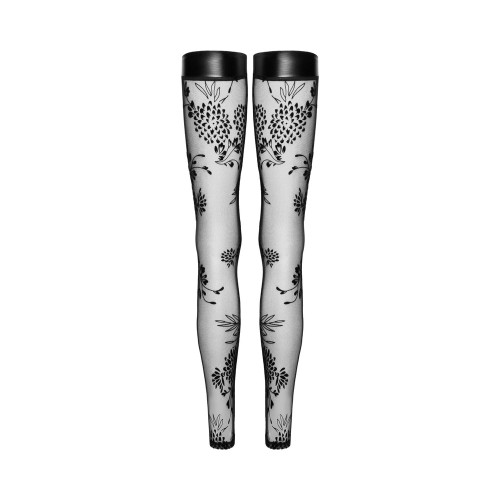 Noir Handmade Tulle Stockings with Flock Embroidery