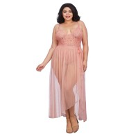 Dreamgirl Teddy with Sheer Mesh Maxi Skirt - Rose Queen 2X