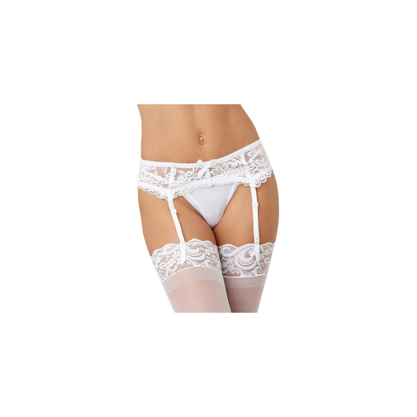 Dreamgirl Scalloped Lace Garter Belt White for Seductive Appeal