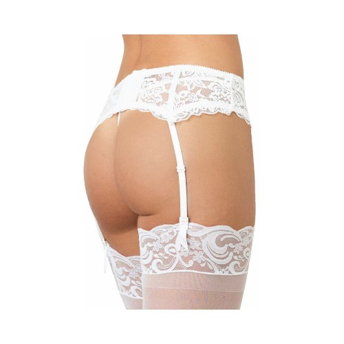 Dreamgirl Scalloped Lace Garter Belt White for Seductive Appeal