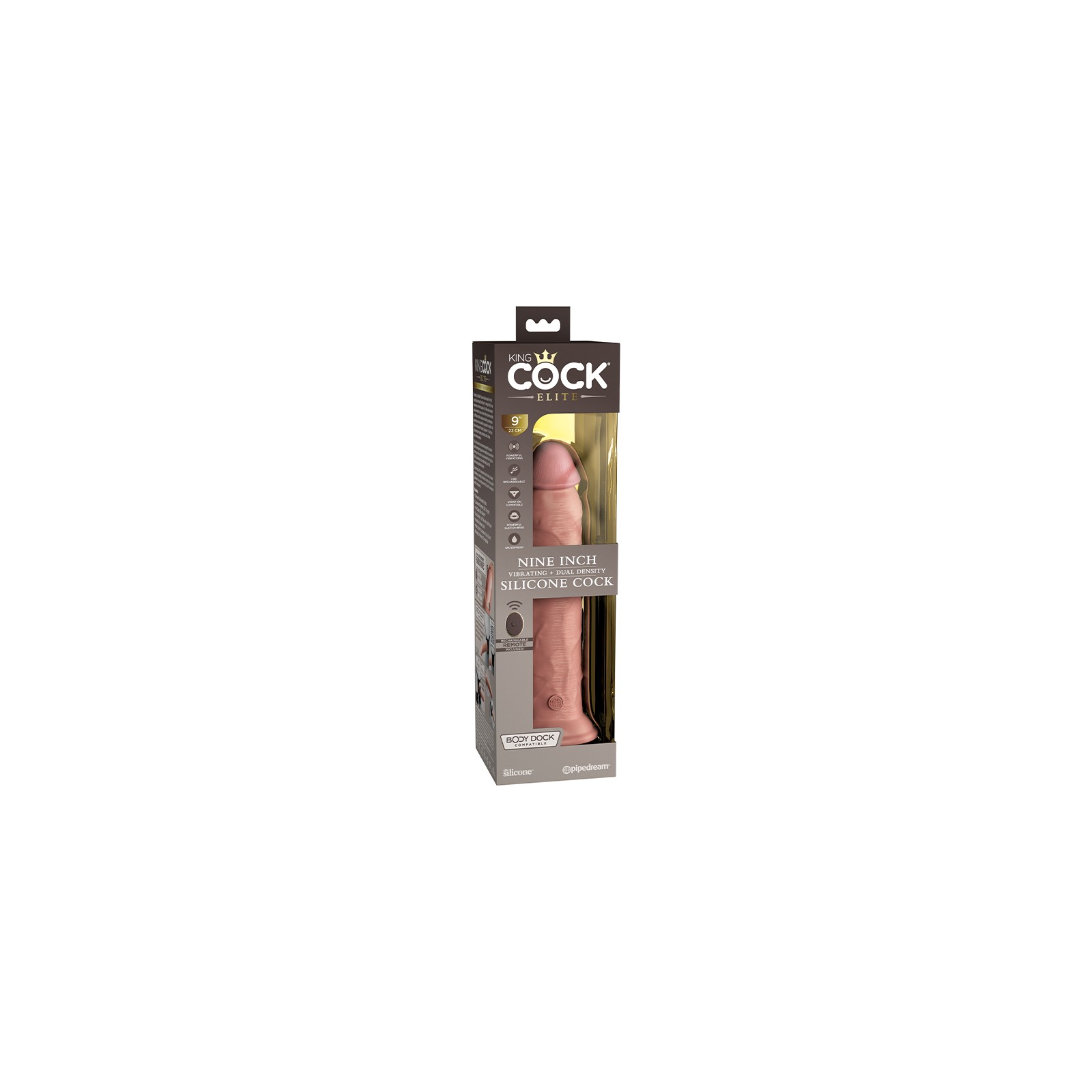 King Cock Elite 9 in. Vibrating Dildo Dual Density Beige