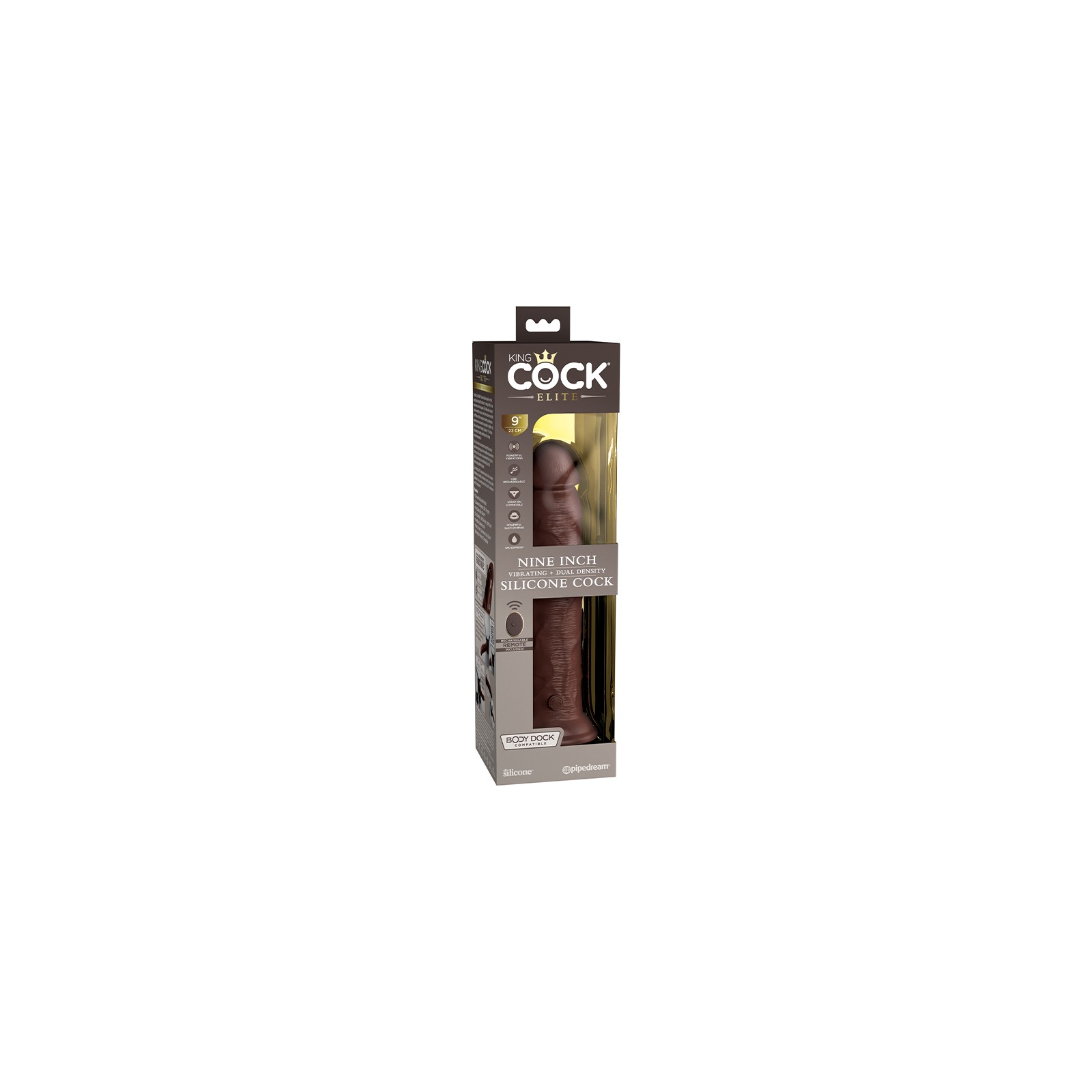 King Cock Elite Vibrating Realistic Dildo 9 inch - Brown