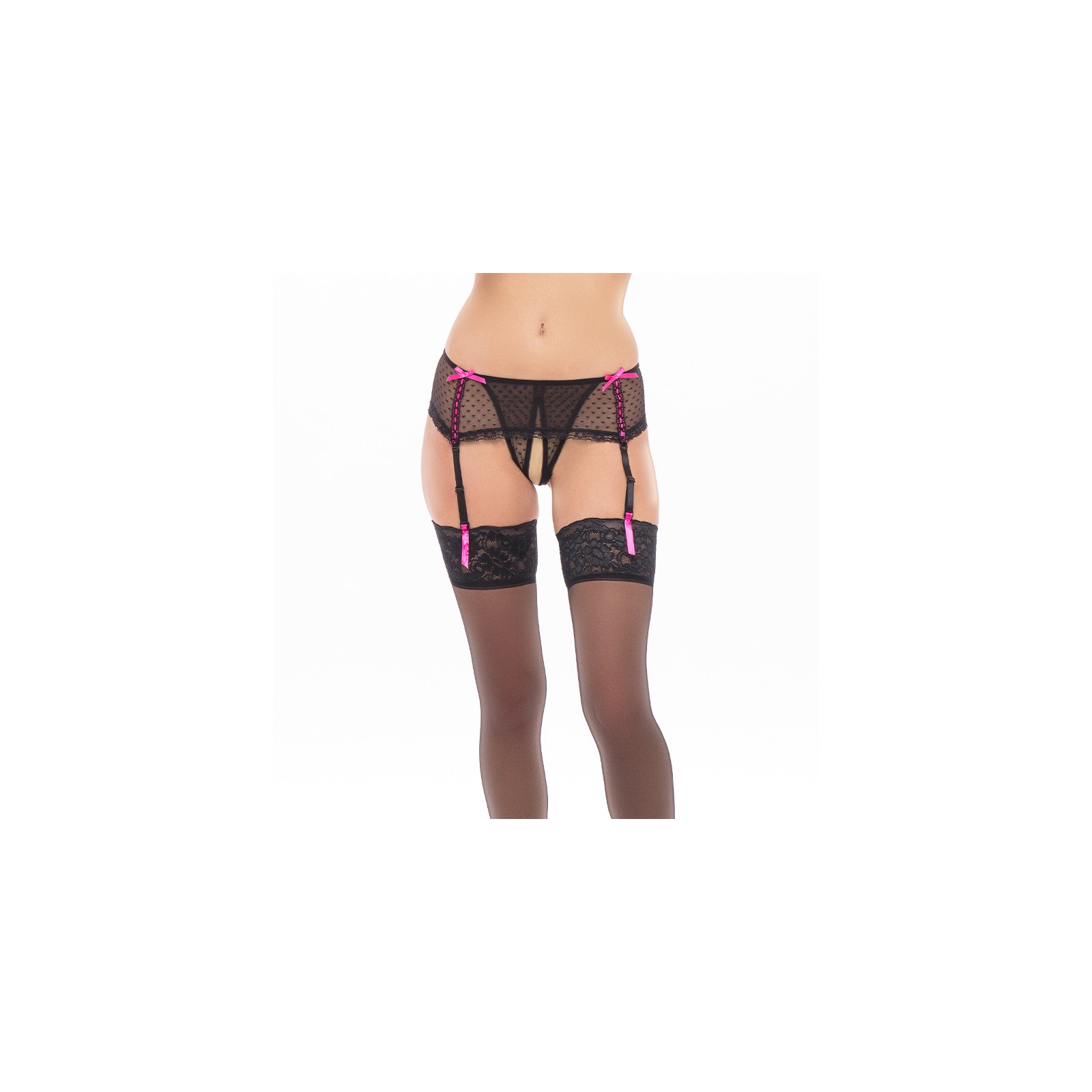 Tanga Crotchless Garter Dream Of Me de Rene Rofe - Negro