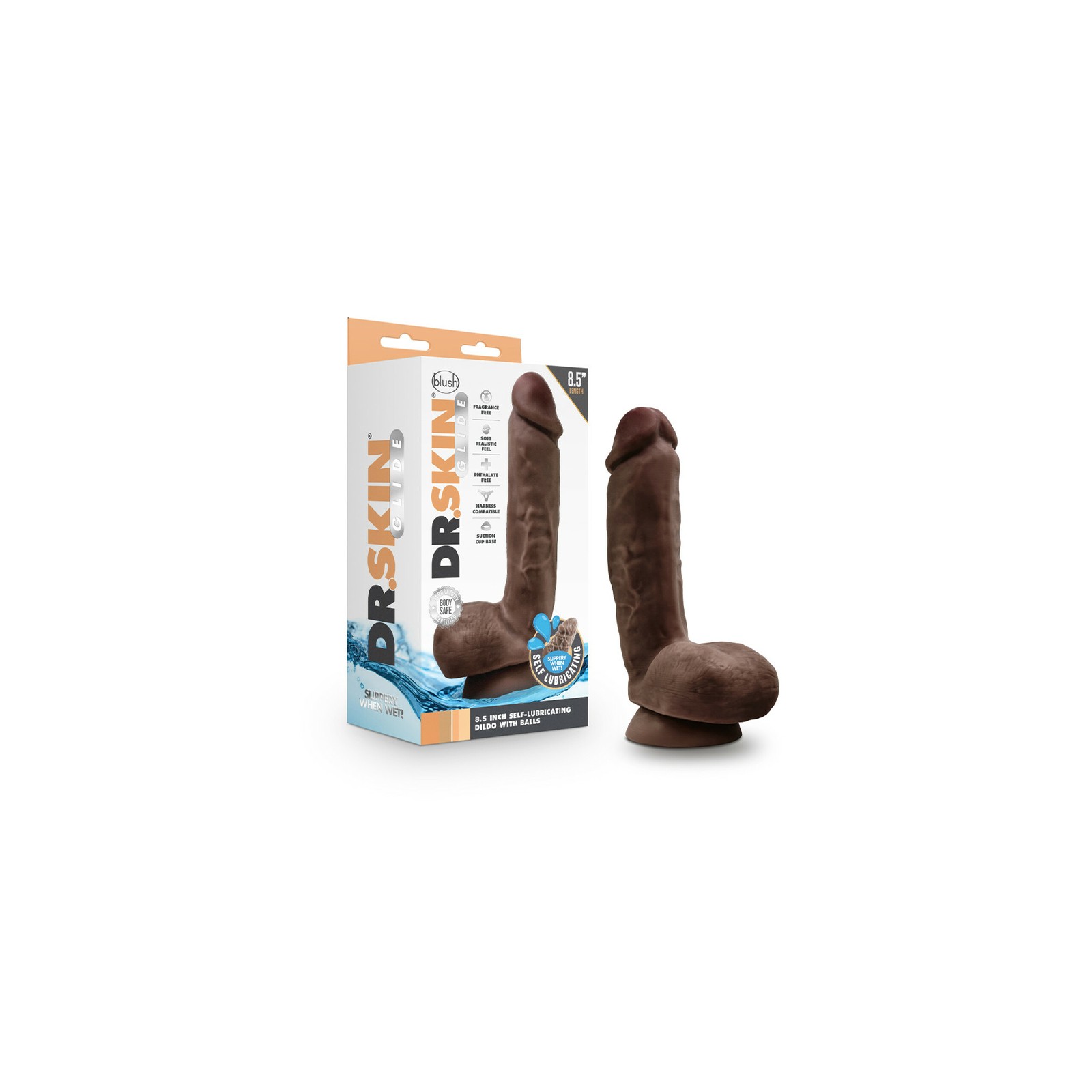 Dildo Autolubricante Dr. Skin Glide con Base de Succión