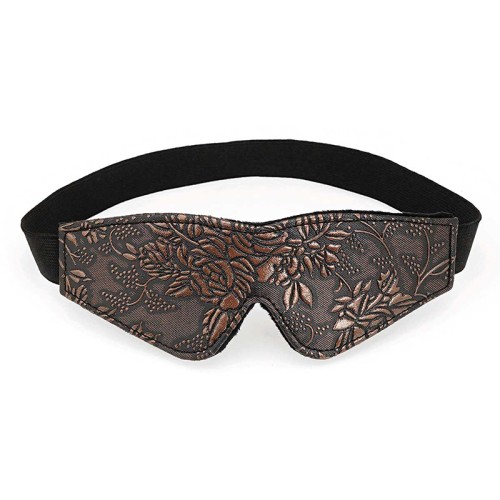 Brown PU Floral Print Blindfold - Total Darkness