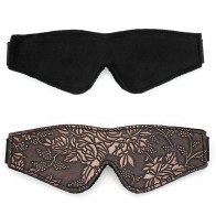 Brown PU Floral Print Blindfold - Total Darkness