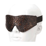 Brown PU Floral Print Blindfold - Total Darkness