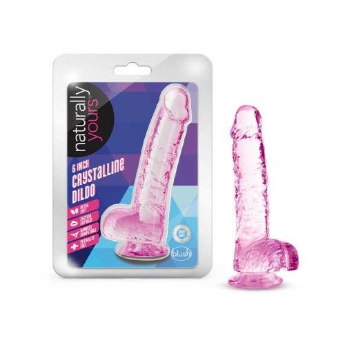 Naturally Yours Crystalline 6 in. Dildo with Balls Rose