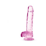 Naturally Yours Crystalline 6 in. Dildo with Balls Rose