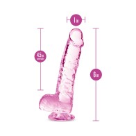 Naturally Yours Crystalline 6 in. Dildo with Balls Rose