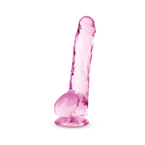 Naturally Yours Dildo Crystalline de 8 pulgadas con Testículos Rosa