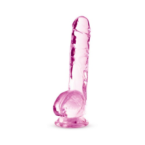 Naturally Yours Dildo Crystalline de 8 pulgadas con Testículos Rosa