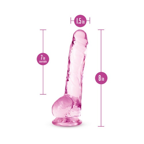 Naturally Yours Crystalline 8 inch Dildo with Balls Rose