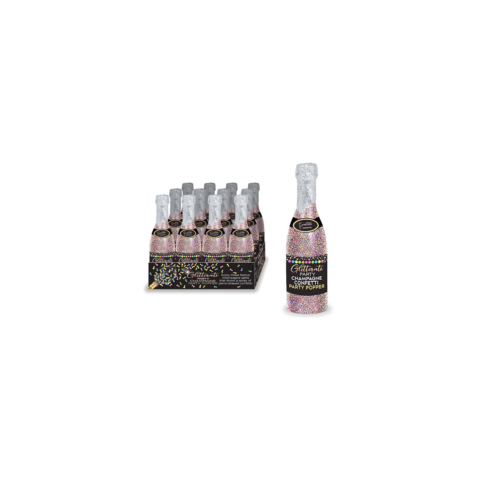 Glitterati Champagne Party Poppers - 12 Count