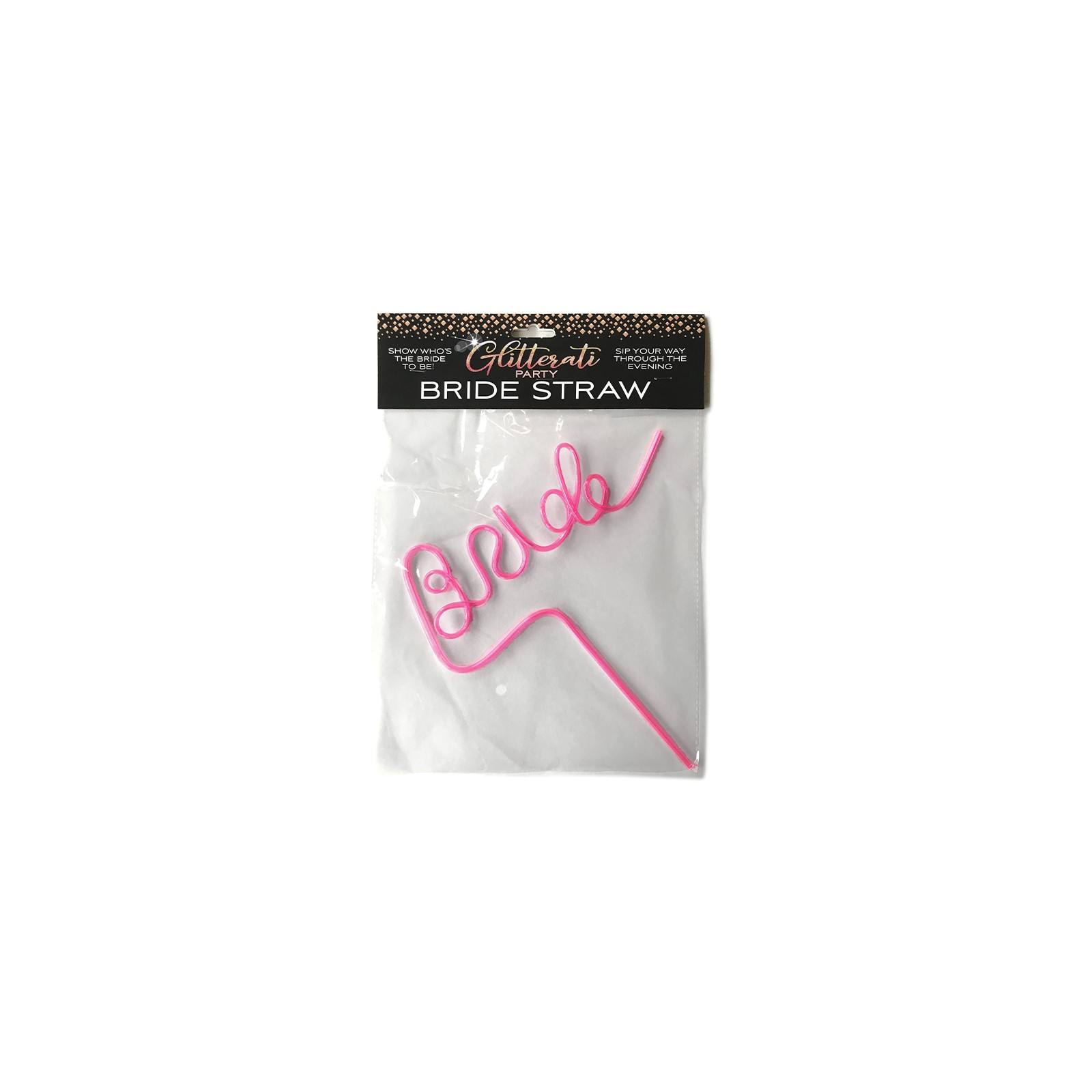 Glitterati Party Bride Drink Straw Pink