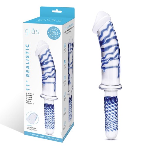 Glas Dildo de Vidrio Realista de 11 in. de Doble Punta - Placer Definitivo