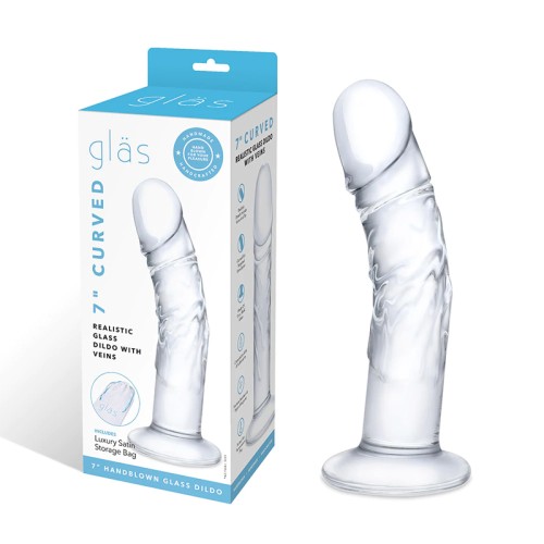 Glas Curved Realistic Glass Dildo 7 in. with Veins