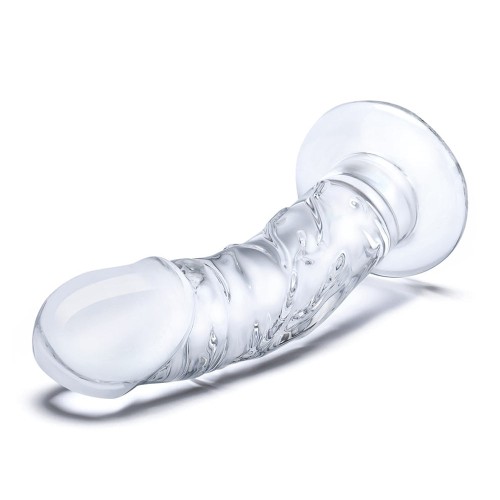 Dildo de Vidrio Curvado Realista de 7 in. con Venas