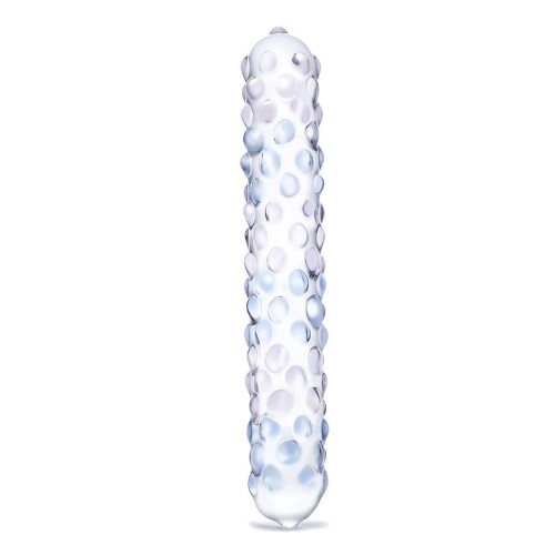 Dildo de Vidrio con Rosa Purpura Nubby de 9in