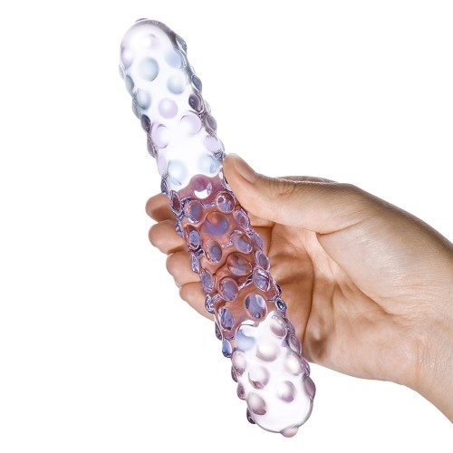 Glas 9in Purple Rose Nubby Glass Dildo