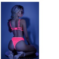 Fantasy Lingerie Glow Sweet Escape Open-Cup Bra Set - Neon Pink