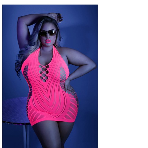 Fantasy Lingerie Neon Pink Halter Dress for Ultimate Appeal