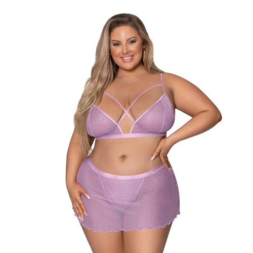 Magic Silk Girl Next Door Bralette and Skirt Lilac Queen Size