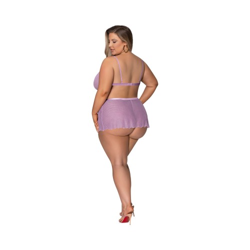 Magic Silk Girl Next Door Bralette and Skirt Lilac Queen Size