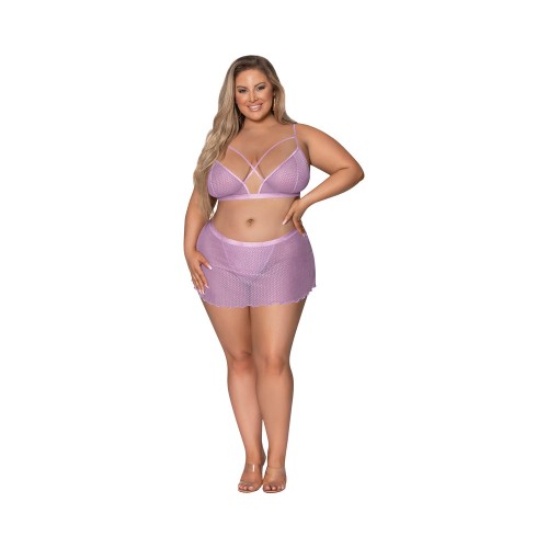 Magic Silk Girl Next Door Bralette and Skirt Lilac Queen Size