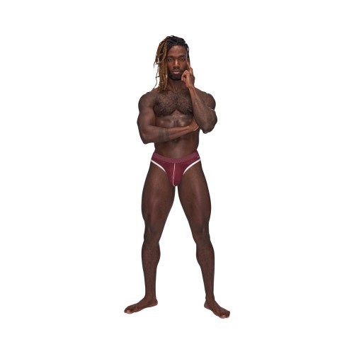 Male Power Sport Mesh Burgundy Thong S/M