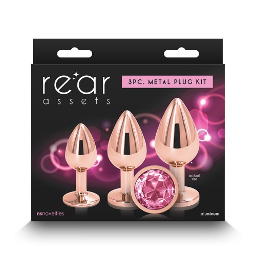 Rear Assets 3-Piece Rose Gold Metal Plug Kit