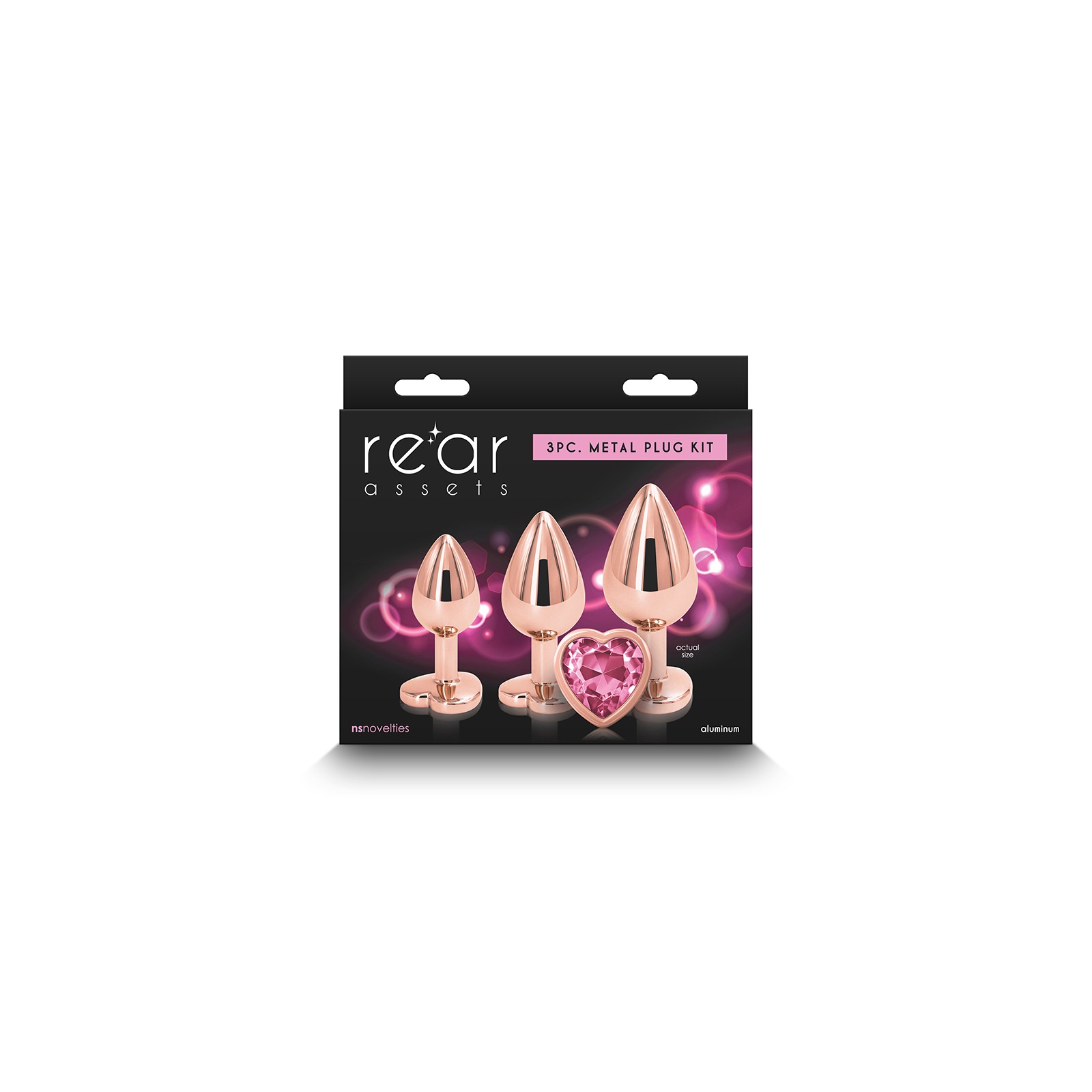 Kit de 3 Piezas de Tapones Metálicos Rear Assets Oro Rosa Corazón Rosa