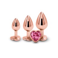 Kit de 3 Piezas de Tapones Metálicos Rear Assets Oro Rosa Corazón Rosa