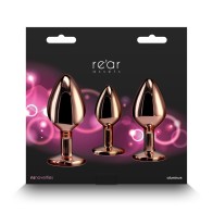 Kit de 3 Piezas de Tapones Metálicos Rear Assets Oro Rosa Corazón Rosa