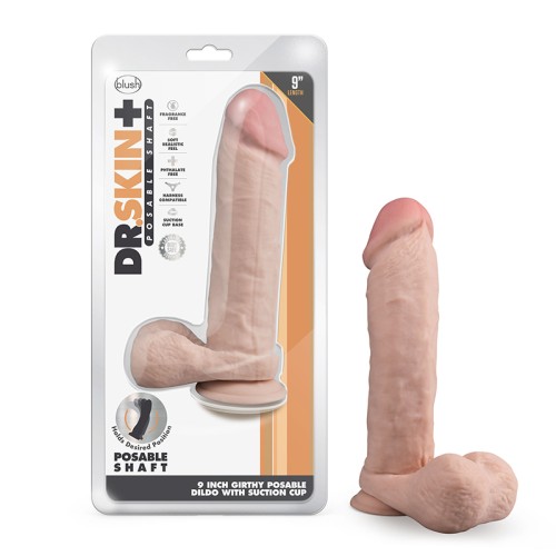 Dildo Posable con Testículos Dr. Skin Plus de 9 in. Triple Densidad