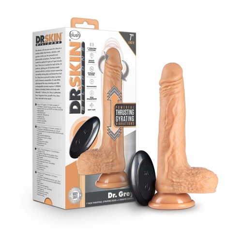 Dr. Skin Dr. Grey Remote-Controlled 7 in. Dildo with Balls - Thumping Pleasure