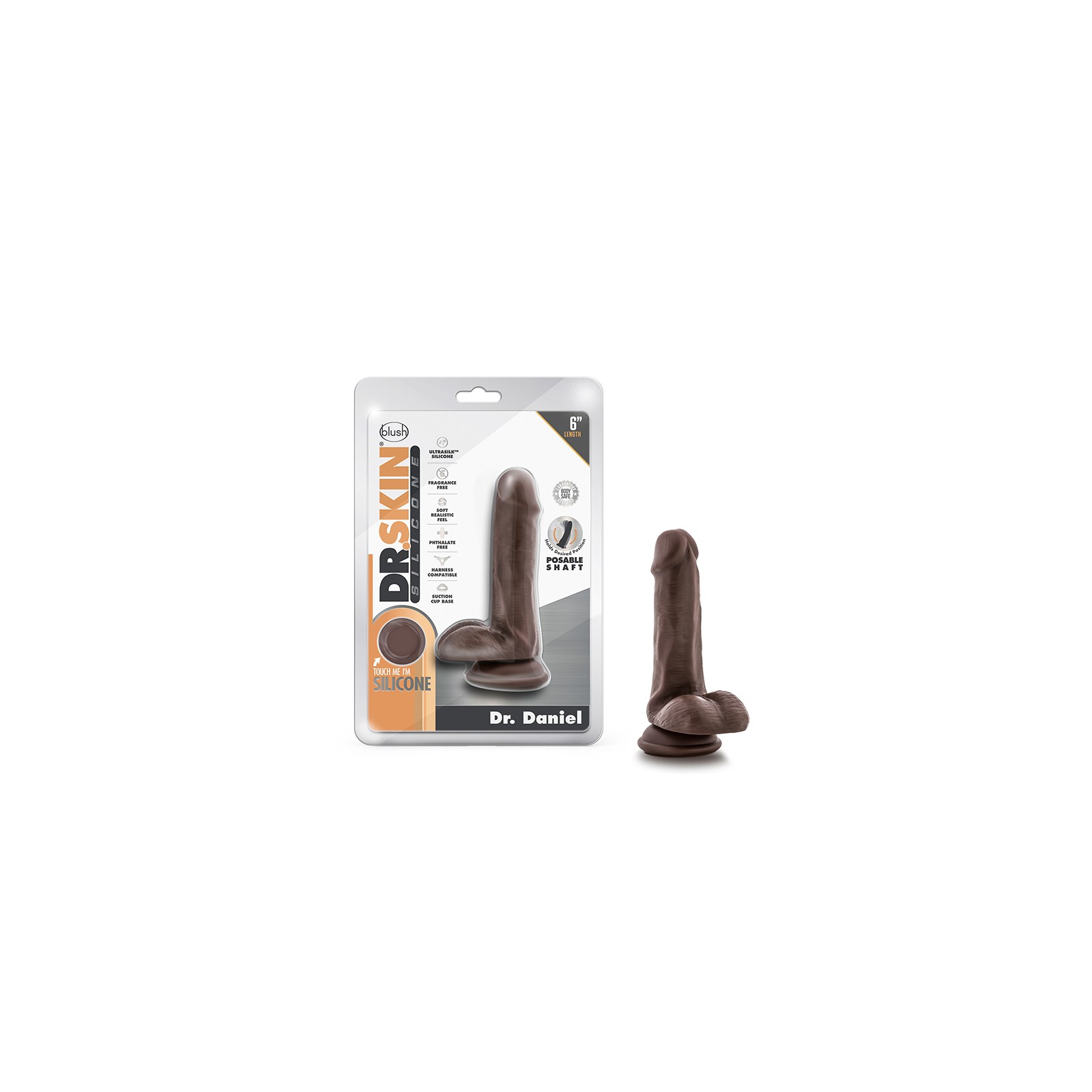 Dildo Posable Dr. Skin de 6in con Testículos para Placer Realista