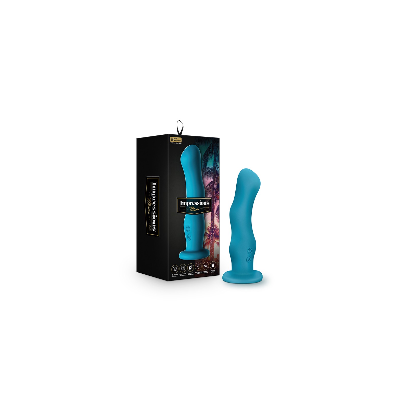 Impressions Miami Rechargeable Silicone Vibrating Dildo 6.5 in