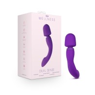 Wellness Dual Sense Rechargeable Silicone Dual Ended G-Spot Wand Vibrator Purple