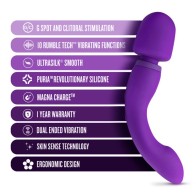 Wellness Dual Sense Rechargeable Silicone Dual Ended G-Spot Wand Vibrator Purple