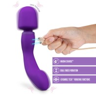 Wellness Dual Sense Rechargeable Silicone Dual Ended G-Spot Wand Vibrator Purple