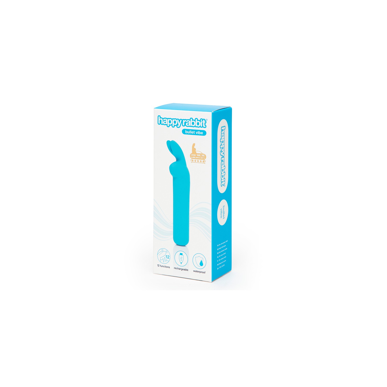 Vibrador Bullet de Silicona Recargable con Orejas Happy Rabbit Azul - Placer Específico