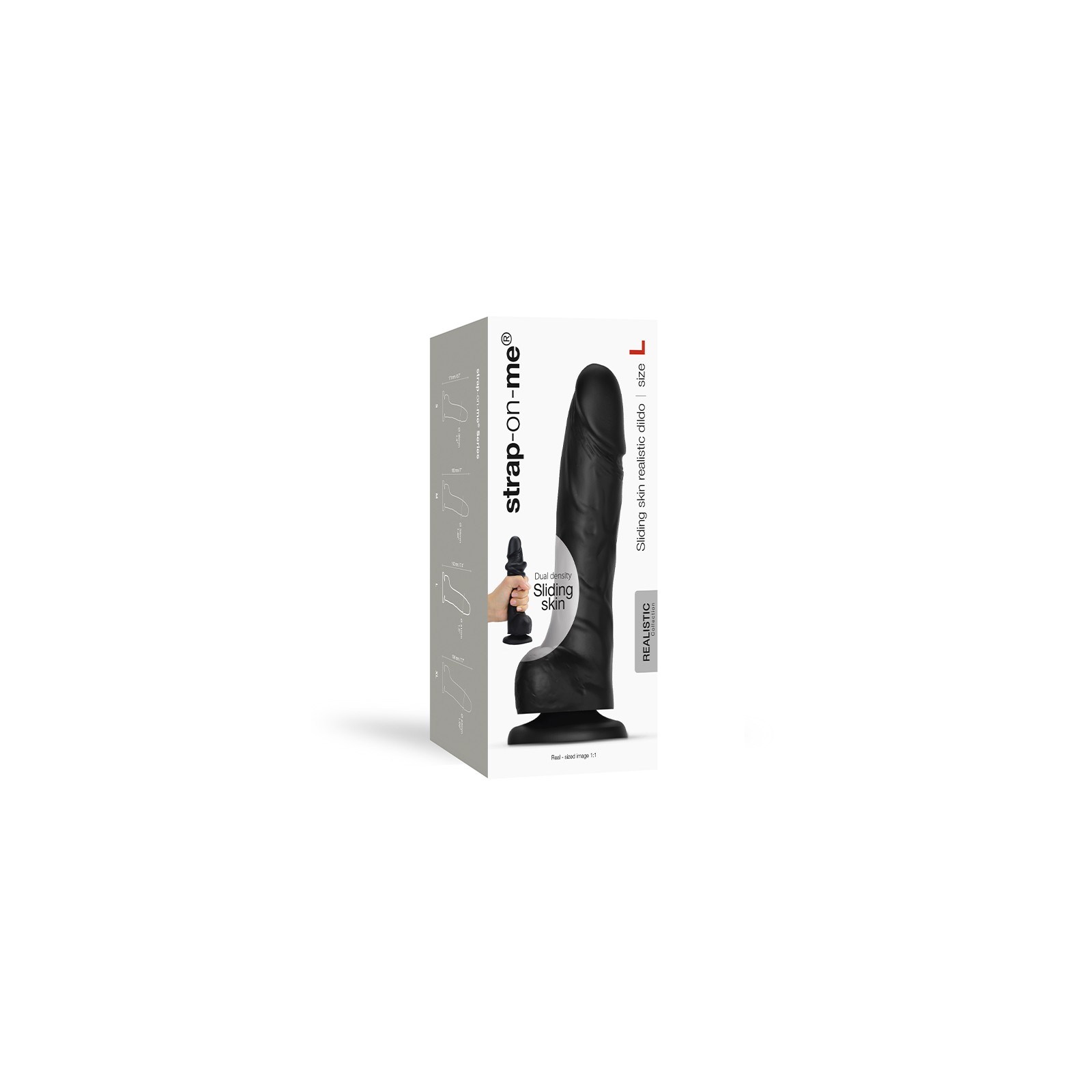 Strap-On-Me Realistic Sliding Skin Dual-Density Dildo Black L