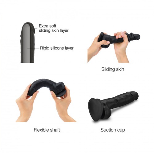 Dildo Realista de Silicona Doble Densidad Strap-On-Me Negro L